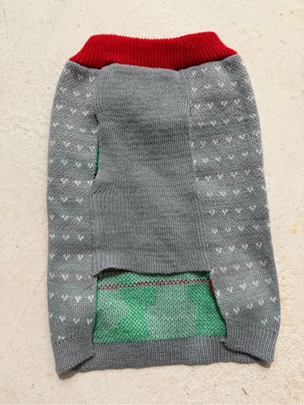 Gray and Green Elf-Pattern dog Holiday Sweater